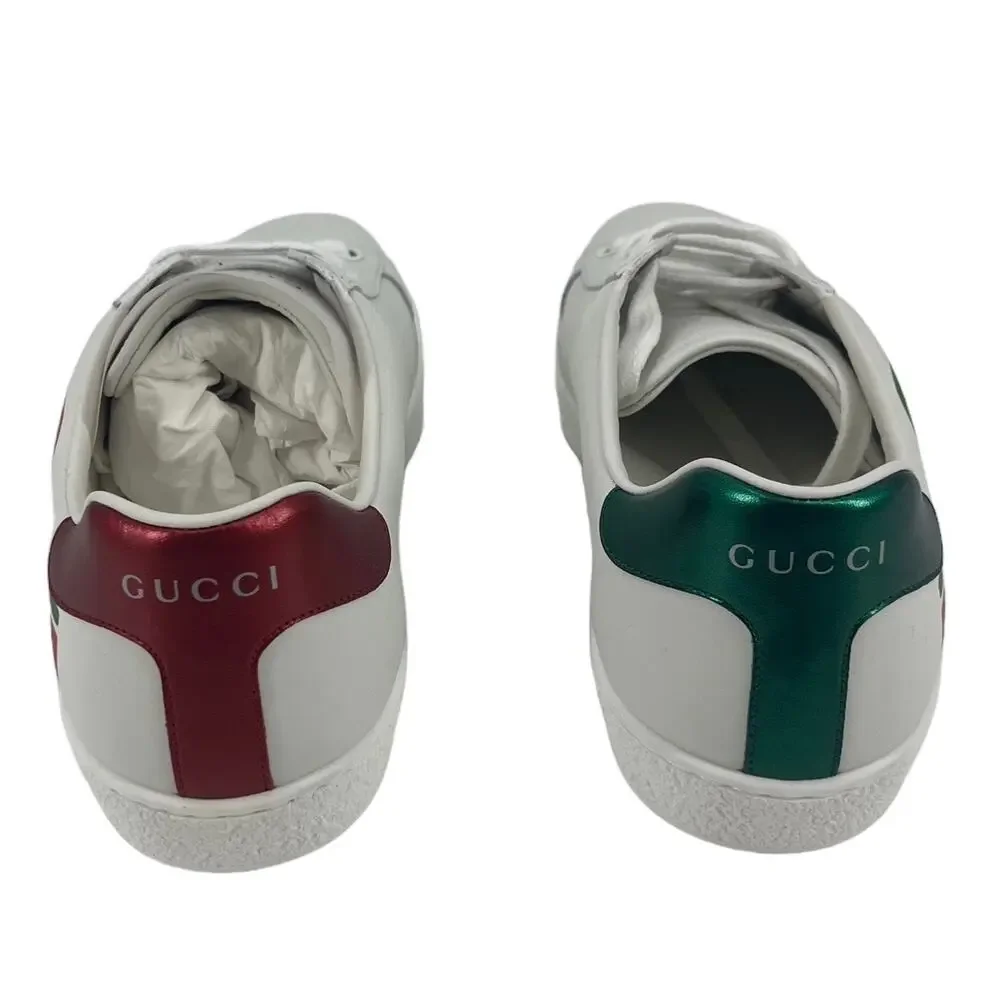 Gucci Ace Sneakers Men’s 7 White Metallic Leather Interlocking G New with Box - Picture 5 of 12